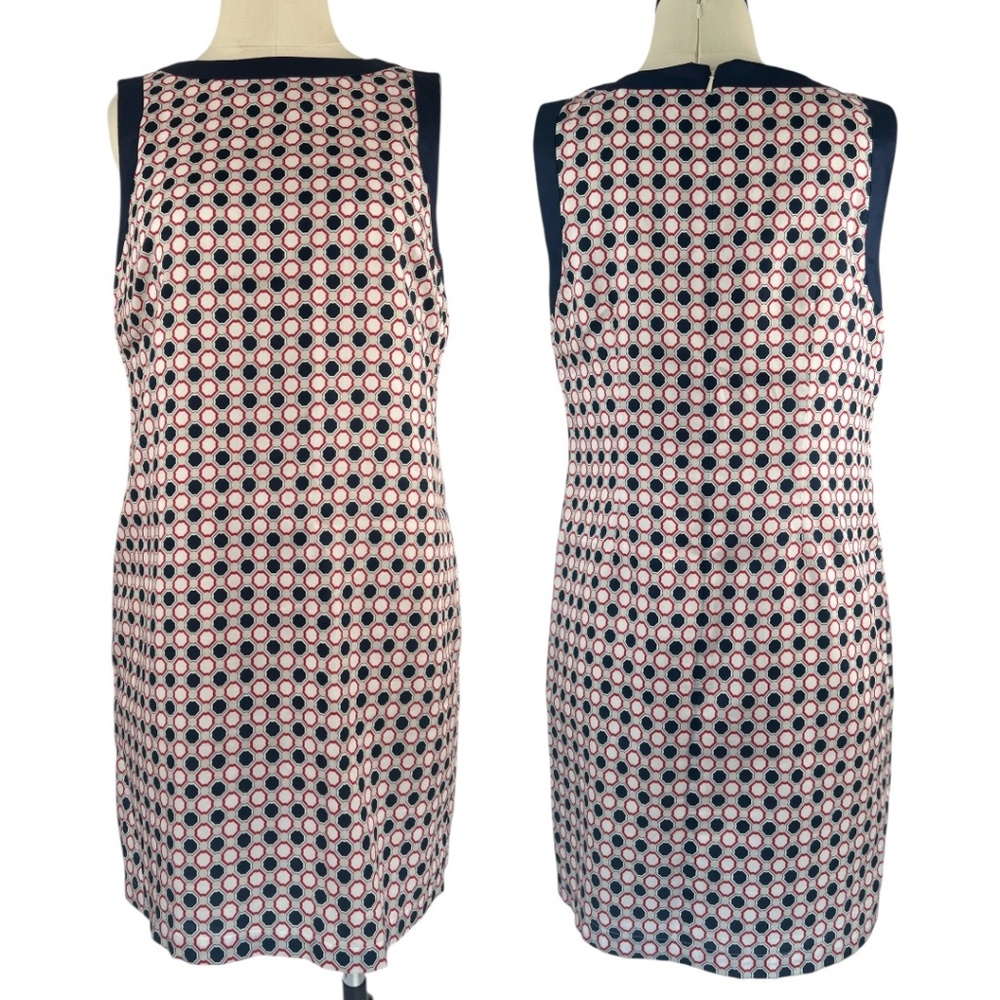Brooks Brothers Lined Sleeveless Geometric Sheath Dress Size 8 Red White Blue